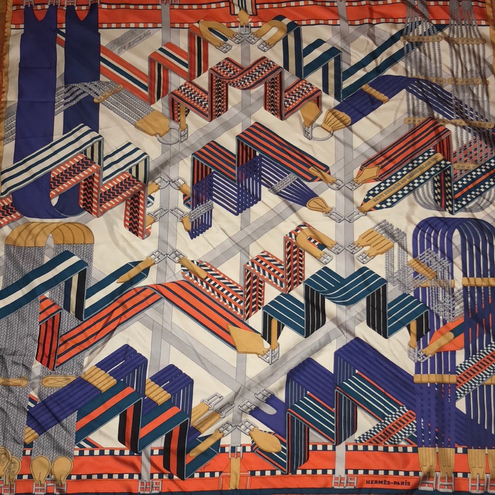 Hermès Silk Scarf “Sangle en Zigzag”
